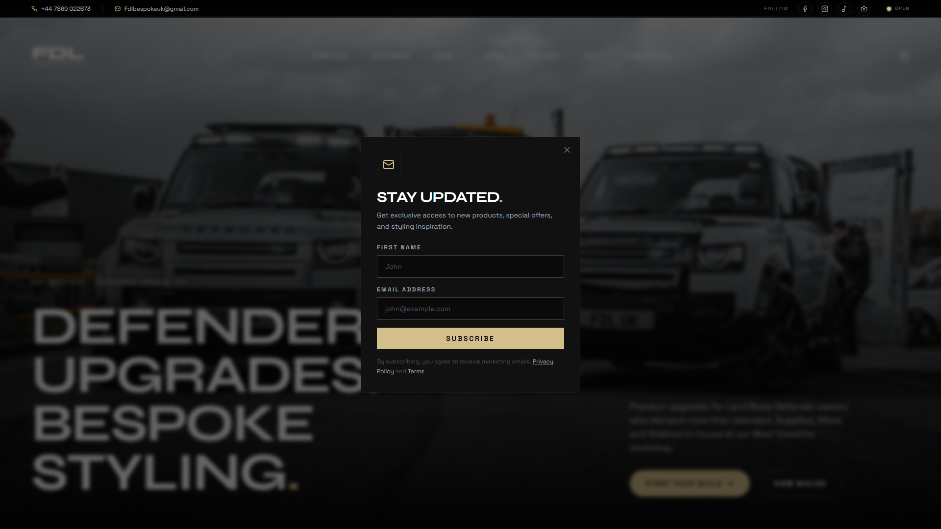 FDL Bespoke specialist landing page