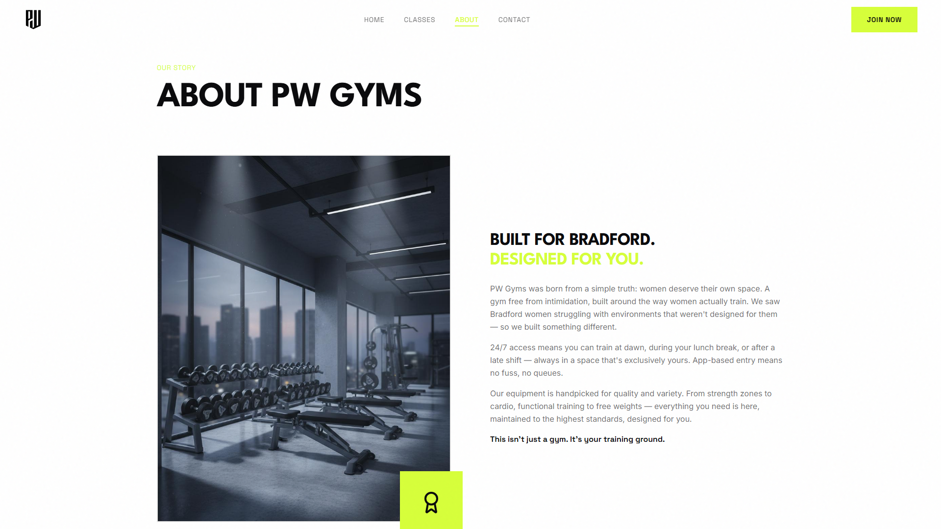 PW Gyms about page