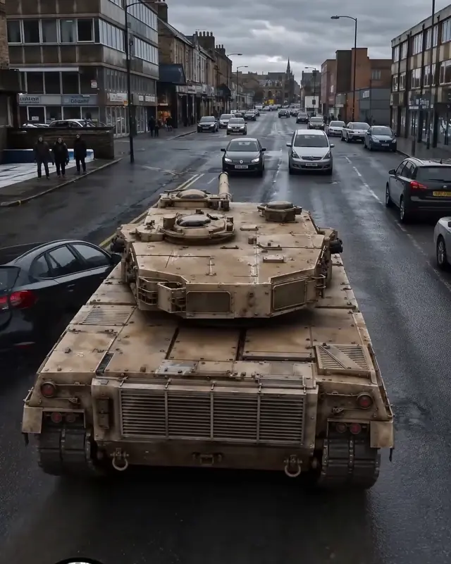 A tank on a Bradford high street